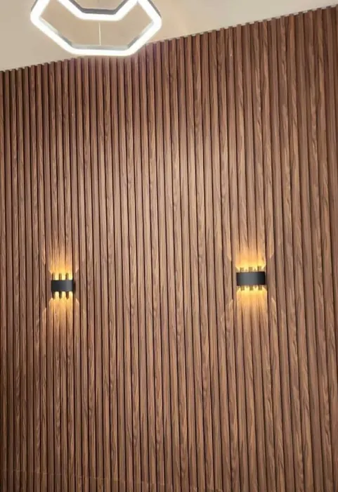 Wood Accent Wall & Lighting